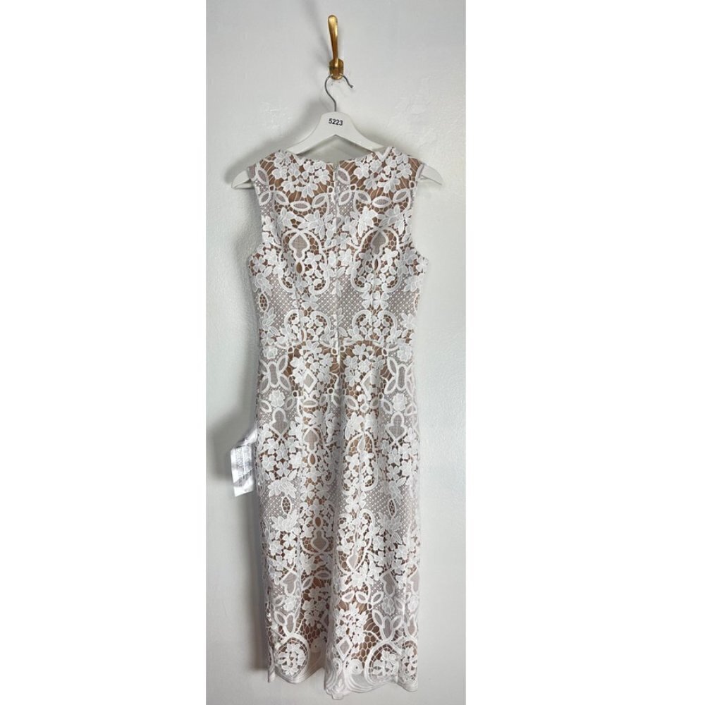 DRESS THE POPULATION Jayleen Lace Midi Dress in Off White Size Small NWT - Picture 8 of 12